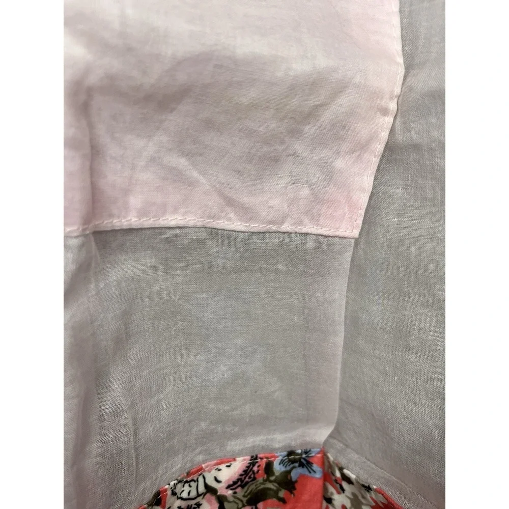 2 Pc Vintage Half Apron Hostess Semi-Sheer Pink Floral/Fruit Motiff And Gingham